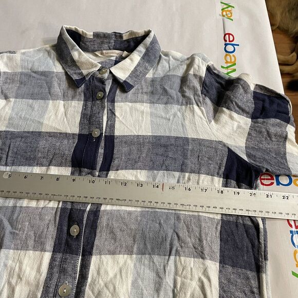 Soft Surroundings Carreaux Shirt Tunic Linen Blend Plaid 3/4 Sleeve Zip Back XL - Picture 6 of 8